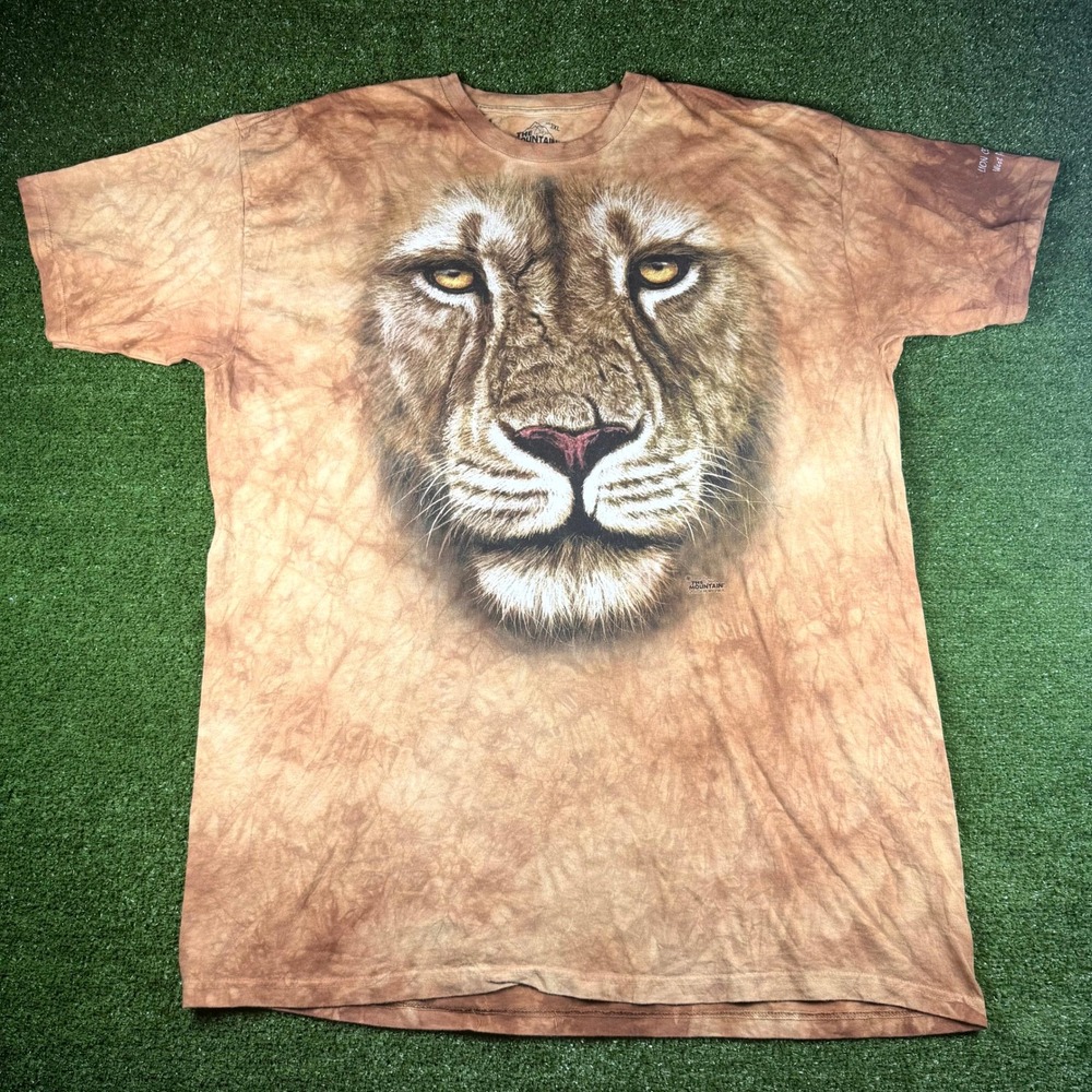 The Mountain Lion Face Graphic Tie Dye T-Shirt Brown 3XL Lion Country Safari